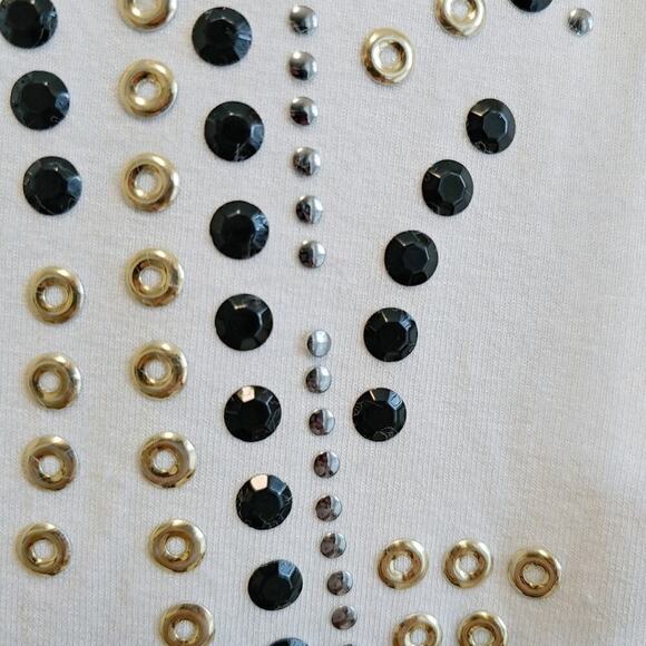 Cache' T-Shirt Sequins and Studs Cap Sleeves Sz M - Picture 13 of 13